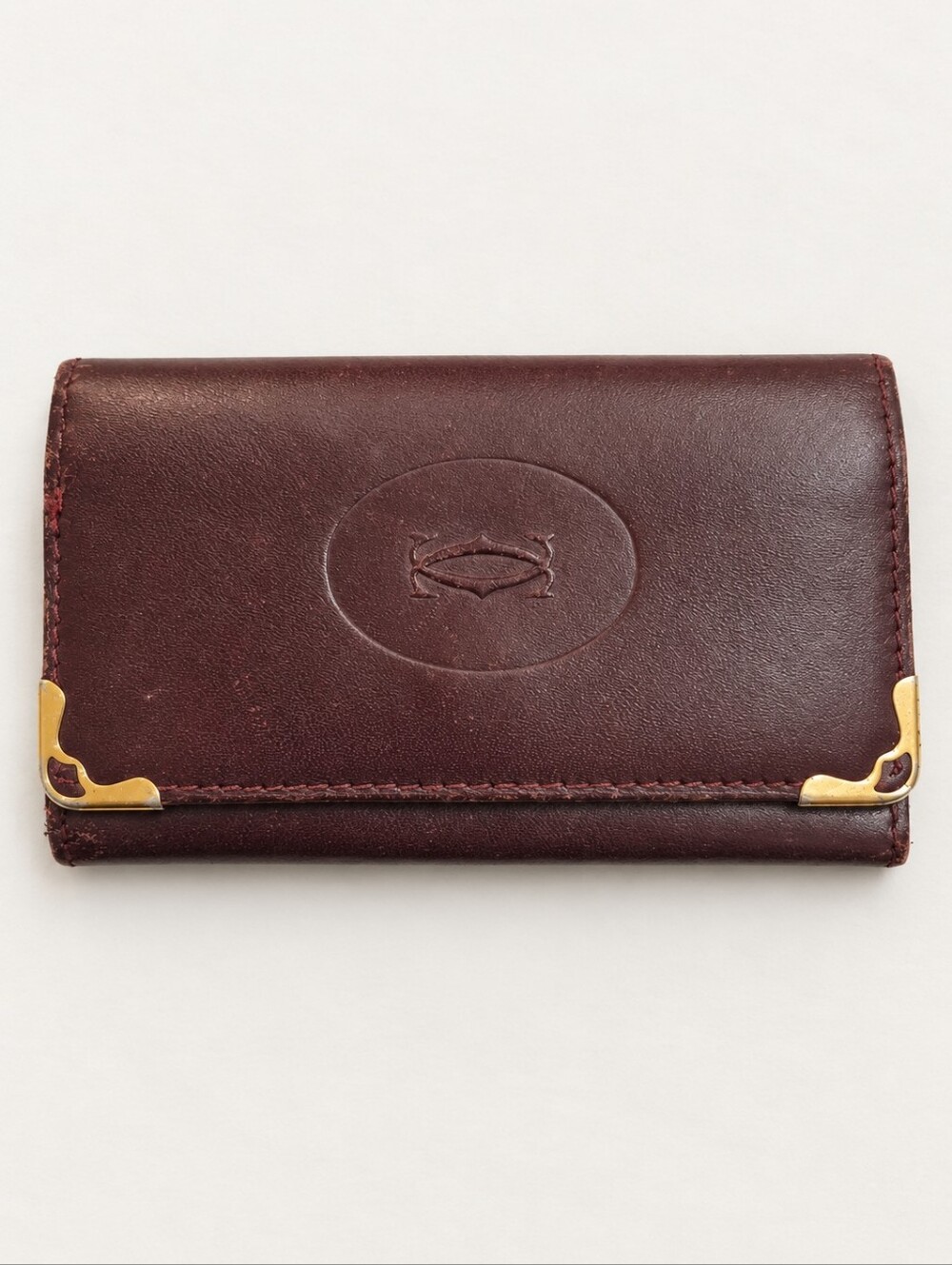 Vintage Cartier Paris Burgundy Leather 6 Key Holder Case